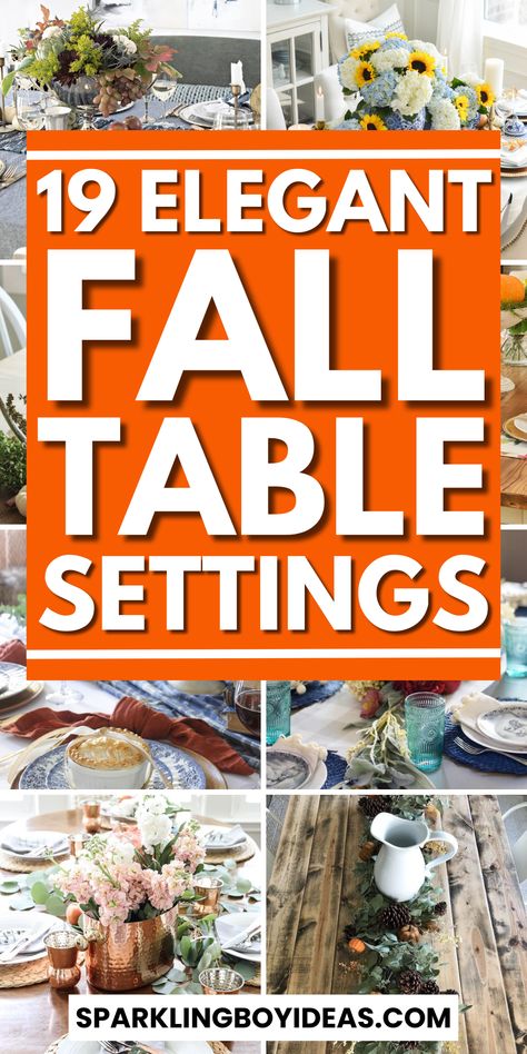 Fall table settings can create a warm and inviting atmosphere. Explore cozy fall tablescapes and rustic fall table decor that will delight your guests. From harvest table decor to pumpkin centerpieces, find inspiration for your fall dining table decor. Incorporate autumn table decor with leaf-themed accents and elegant autumn touches. Perfect for Thanksgiving tablescapes or a fall dinner party, these autumn tablescapes will make your celebration memorable with farmhouse fall table elements. Fall Farmhouse Table Setting, Farm To Table Decorating Ideas, Fall Banquet Table Decorations Simple, Table Setting For Fall, Fall Decor Tablescapes, Table Fall Centerpieces For Home, Fall Thanksgiving Tablescapes, Elegant Fall Party Decor, Fall Tables Apes