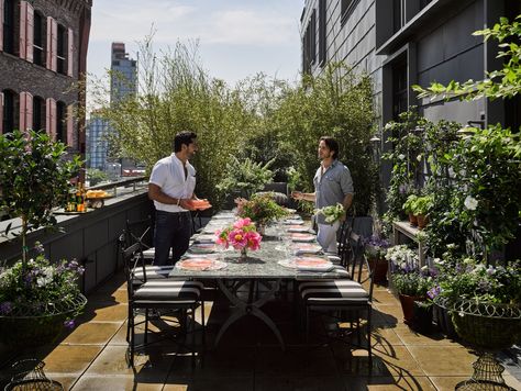 Patio Terrace, Roof Ideas, Custom Coffee Table, New York City Apartment, Apartment Patio, Brian Atwood, Roof Deck, City Apartment, Roof Terrace