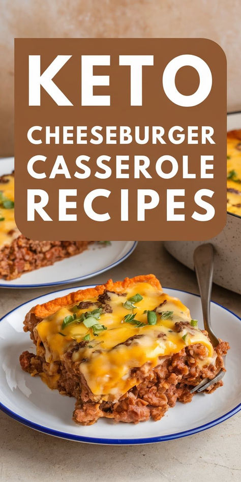 Craving a cheeseburger but watching your carbs? This Keto Cheeseburger Casserole is the answer! With a cheesy, savory flavor, it's a satisfying and healthy twist on your favorite comfort food. High Protein Cheeseburger Casserole, Keto Hamburger Meat Recipes Crock Pot, Keto Cheeseburger Meatloaf, Keto Burger Casserole, Low Carb Sloppy Joe Casserole, Healthy Hamburger Recipes Low Carb, Keto Recipes Hamburger Ground Beef, Hamburger Keto Recipes Dinners, Hamburger Low Carb Recipes