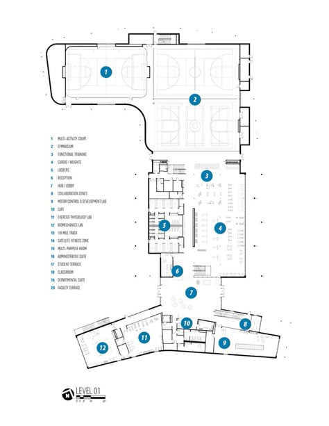 Gallery of University of Houston Clear Lake Recreation and Wellness Center / SmithGroup - 20 Wellness Center Design, Fitness Center Design, Curve Building, Architectural Graphics, Architecture Design Process, Student Center, University Of Houston, Recreation Centers, Sports Complex