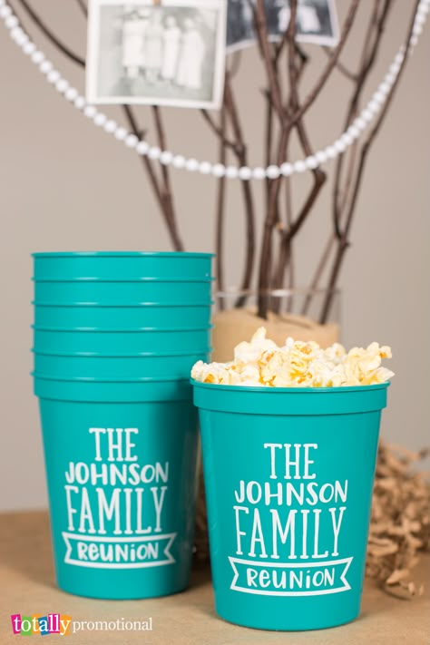 Family Reunion Birthday Party, Family Reunion Goodie Bags, Gifts For Family Reunion, Family Reunion Welcome Bags, Family Reunion Favors Diy, Western Theme Family Reunion Ideas, Family Reunion Cups, Personalized Family Reunion Favors, Family Reunion Gift Bag Ideas Welcome Baskets