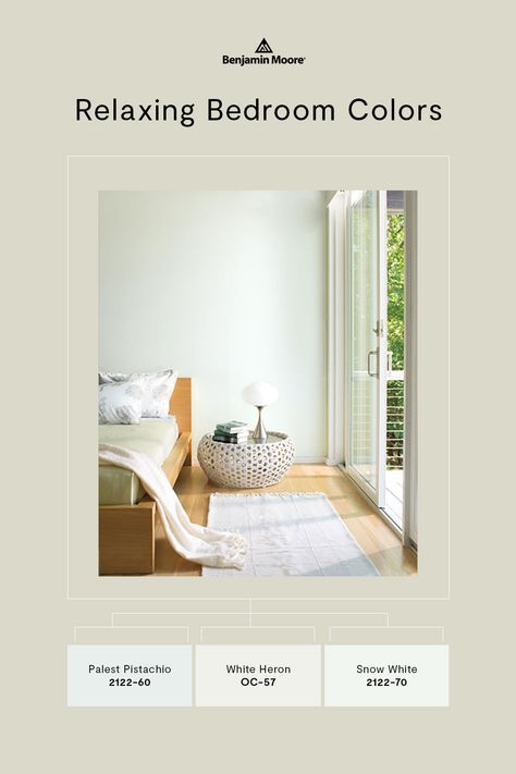 Looking for calming Benjamin Moore paint colors for your bedroom? Check out these soothing bedroom color schemes—all homeowner favorites. Relaxing Bedroom Paint Colors, Calm Bedroom Colors, Relaxing Bedroom Paint, Bedroom Paint Colors Benjamin Moore, Soothing Bedroom Colors, Relaxing Bedroom Colors, Benjamin Moore Bedroom, Calming Bedroom Colors, Calming Paint Colors