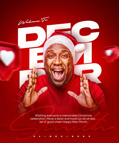 Christmas Social Media Posts Ideas, December New Month Design, Christmas Design Ideas Poster, Welcome To December Flyer Design, December Poster Design, December New Month Flyer, Creative Christmas Poster Design, Christmas Flyer Design Graphics, Happy New Month December Flyer Design