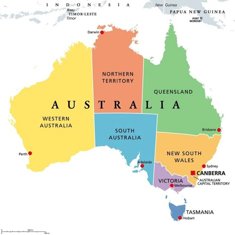 Australian States and Territories | Mappr Australia Continent Map, Australia Map Illustration, Peta Australia, Year 2 Worksheets, Instagram Hilight, Oceania Map, Australia Continent, Australian Map, Tasmania Hobart