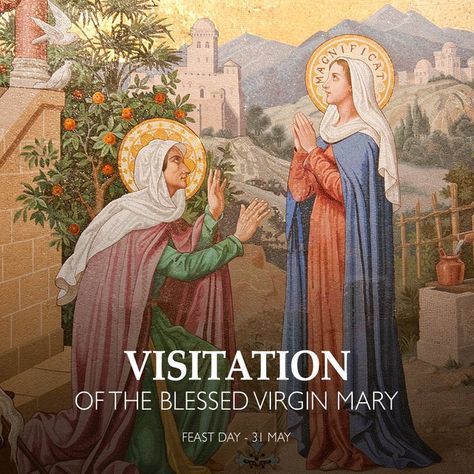 May is traditionally the month of Mary, and today we celebrate the feast of the Visitation, when the Virgin Mary, carrying Jesus in her womb, went to visit her cousin, Elizabeth. #VisitationoftheBlessedVirginMary Visitation Of Mary To Elizabeth, Month Of Mary, The Visitation, The Blessed Virgin Mary, The Virgin Mary, Hail Mary, Blessed Virgin Mary, Blessed Virgin, Mother Mary