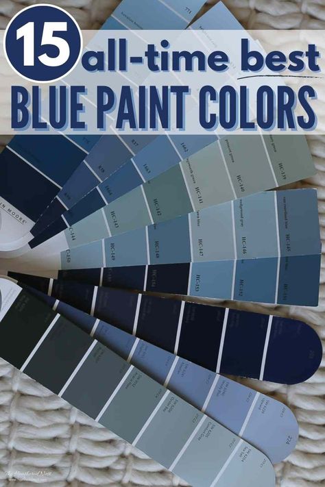 Your go-to list for the best of the best blue paint colors! These trustworthy shades will be homeruns in your home! #bluepaint #blue #paint #benjaminmoore #sherwinwilliams #behr #paintcolors #paintstudy #paintreview #paintshades #bluecolor #paints #painting The Best Blue Paint Colors, Glidden Blue Paint Colors, Bright Blue Paint Colors For Bedroom, Perfect Blue Paint Color, Blue Paint For Living Room Walls, Nantucket Blue Paint, Bright Blue Paint Colors, Behr Paint Colors Blue, Blue Paint Colors For Living Room