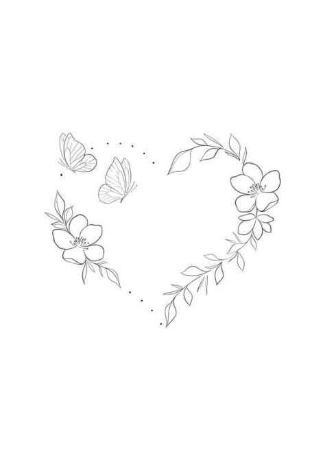 Flowery Heart Tattoo, Small Heart Flower Tattoo, Fancy Heart Drawing, Wildflower Heart Tattoo, Birth Flower Heart Tattoo, Daisy Heart Tattoo, Tattoos For Grandparents Passing, Mom Tattoo Designs For Daughter, Floral Heart Tattoo Design