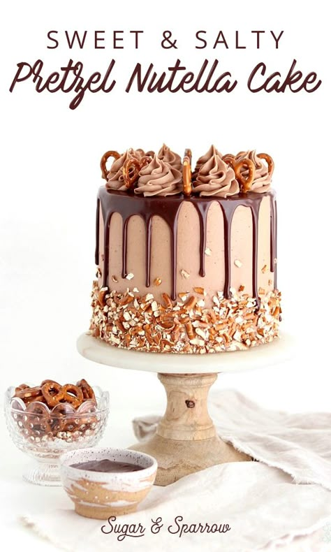 Nutella Cake Recipe, Pretzel Cake, Nutella Recipes Cake, Comic Cake, Nutella Ganache, Amazing Cake Decorating, Nutella Recipes Easy, Nutella Buttercream, Nutella Cake