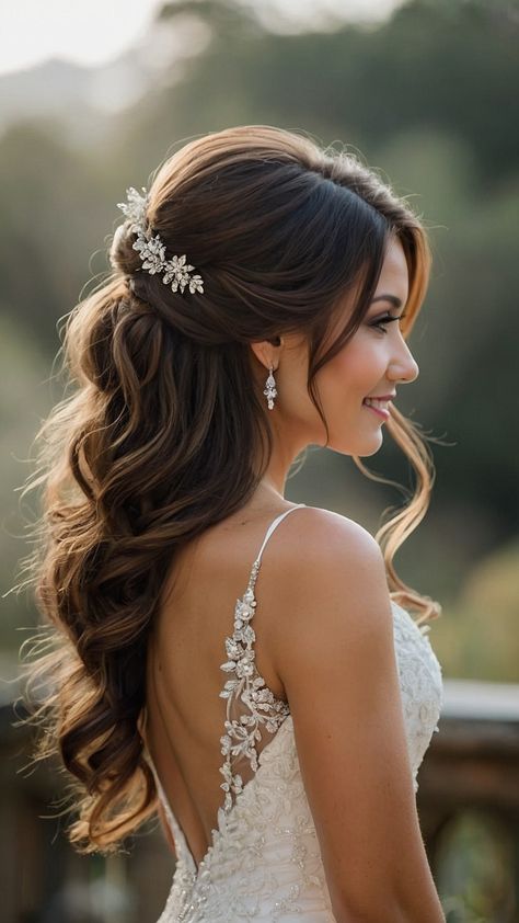 Discover the latest bridal hairstyles for long hair From elegant Indian updos to easy and elegant down hairstyles we have a collection of Pakistani and black bridal hairstyles that include boho-inspired braids crown veils and half-up hairdos Elevate your wedding look with these stunning hair ideas Bridal Hairdo Half Up Half Down, Bridal Hairstyles For Black Hair, Bride Hairstyles Elegant Wedding, Long Veils Bridal Hair Down, Bridal Hair Extensions Half Up, Hairdo Down, Half Up Half Down Wedding Hair With Vine, Layered Half Up Half Down Hair, Wedding Hairstyles Layered Hair