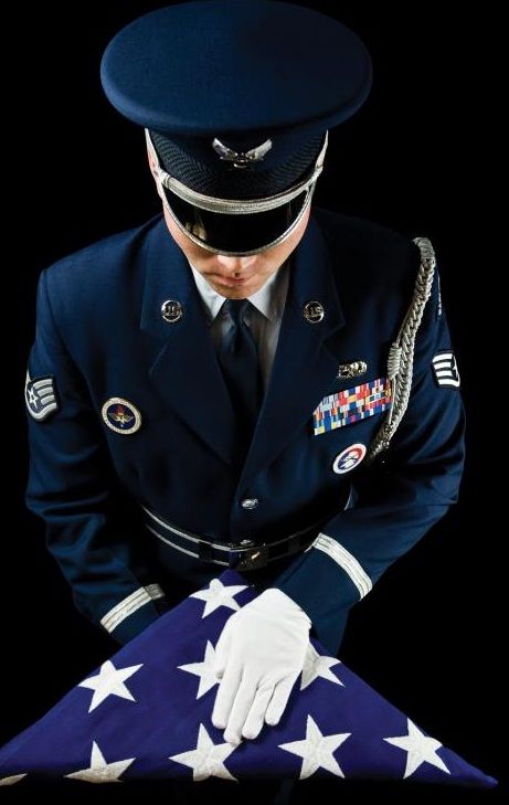 On behalf of the President of the United States, the Department of the Air Force, and a grateful nation, we offer this flag for the faithful and dedicated service... beautiful sentiment as the honor guard presented the folded flag to my mom.  At Dad's military funeral at the Dallas-Fort Worth National Cemetery. Military Color, Man In Uniform, Honor Guard, Military Love, Proud To Be An American, Support Our Troops, Us Soldiers, United States Military, Military Heroes