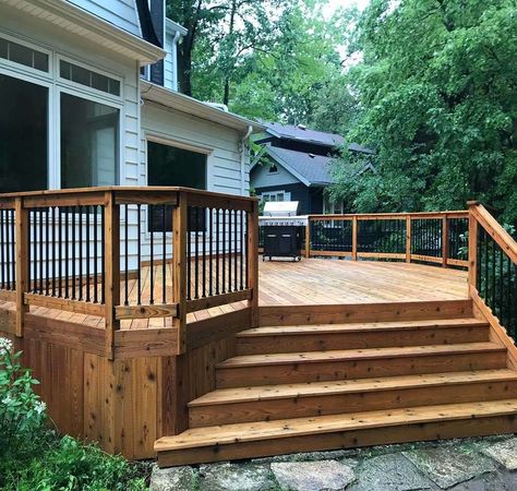 Top 8 - Finding Your Deck's Best Stain Color: Advice and Ideas Decks On Tan Houses, Wood Deck Stain Colors, Porch Stain Colors Wood, Deck Stain Colors Ideas, Solid Stain Deck Colors, Wood Deck Colors, Deck Colours, Solid Stain Deck, Sherwin Williams Deck Stain