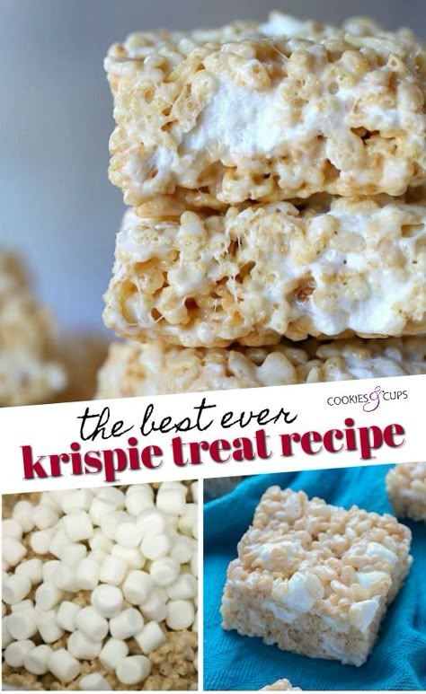 Extra Marshmallow Rice Krispies, Rice Krispie Treats Gooey, Extra Gooey Rice Krispie Treats, Marshmallow With Rice Krispies, Perfect Rice Krispie Treats Recipe, Best Rice Krispy Treats, Best Marshmallow Treats, Marshmallow Krispie Treats, Rice Krispie Treats Extra Marshmallow