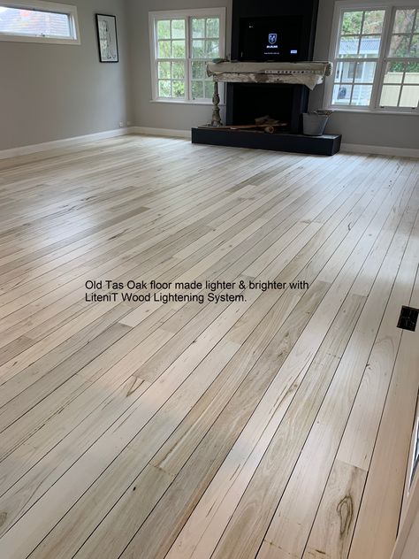 How to bleach wood flooring Bleaching Wood Floors, Bleach Hardwood Floors, Bleached Wood Floors, Wood Bleaching, Engineered Parquet Flooring, Bleach Wood, Wood Floor Restoration, White Washed Floors, Types Of Wood Flooring