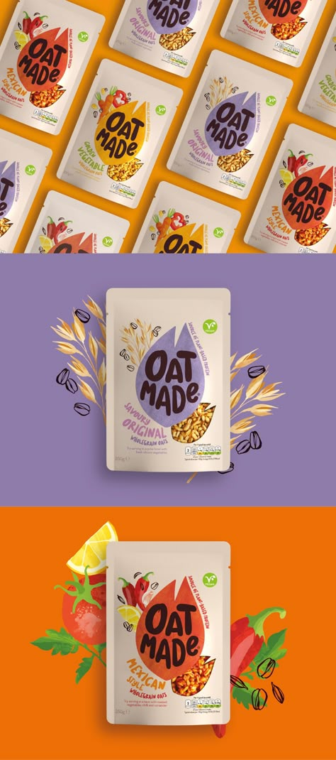 Snack Packing Ideas, Porridge Packaging Design, Millet Packaging Design, Oat Packaging Design, Healthy Branding Design, Oatly Branding, High End Food Packaging, Snack Branding Design, Healthy Food Branding Design