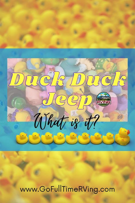 You may have heard of the “Jeep Wave”, but now a new trend has Jeep owners across the country quacking up. Duck Duck Jeep, where Jeep Wrangler owners go around “ducking” other Jeep Wrangler owners by taking a rubber duckie and placing it on the Jeep’s door handle, hood, or tire, with a colorful note. It’s designed to bring some joy to a fellow Jeep owner’s day. Jeep Wrangler Ducking, Jeep Ducks On Dash Ideas, Jeep Ducks On Dash, Rubber Ducks For Jeeps, Yellow Jeep Wrangler, Jeep Ducks, Duck Quotes, Duck Duck Jeep, Jeep Quotes