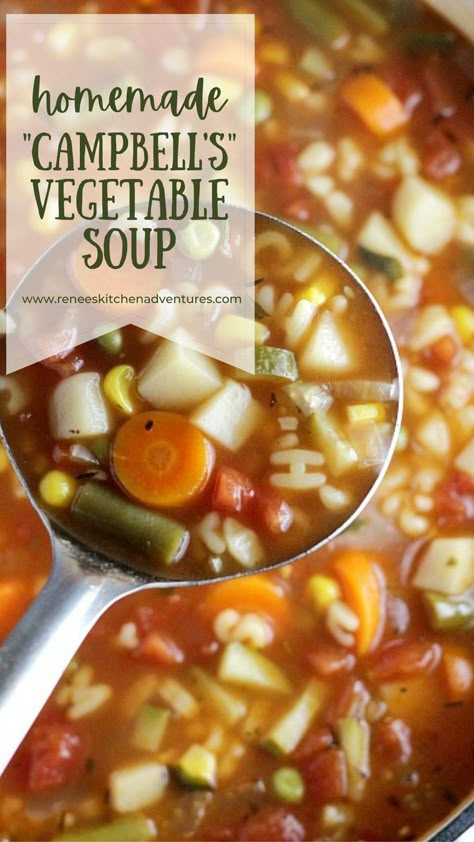 Vegtable Soup Recipes, Cambells Recipes, Vegetarian Vegetable Soup, Best Vegetable Soup Recipe, Parmesan Roasted Green Beans, How To Cook Vegetables, Chicken Vegetable Soup Recipes, Campbells Soup Recipes, Cook Vegetables