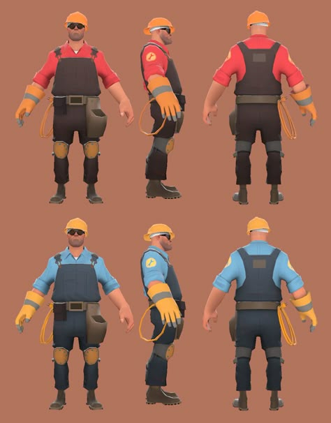 Tf2 Character Design, Medic Tf2 Reference, Engie Tf2, Tf2 Reference, Medic Team Fortress 2, Tf2 Characters, Team Fortress 2 Engineer, Engineer Tf2, Tf2 Engineer