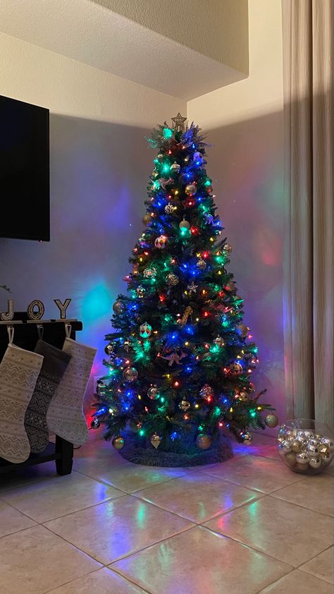 Rainbow Lights Christmas Tree, Rainbow Trees, Decorating Christmas Trees, Rainbow Lights, Lights Christmas Tree, The Birth Of Jesus Christ, Tree Inspiration, Sparkling Christmas, Birth Of Jesus Christ