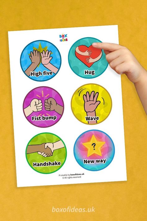 Free Morning Greetings Chart for Preschool | Box of Ideas Morning Greeting Choices Free Printable, Esl For Preschoolers, Morning Greeting Choices, Chart For Preschool, Kindergarten Teacher Classroom, Spanish Teacher Classroom, Free Classroom Printables, Greeting Sign, Hello Greeting