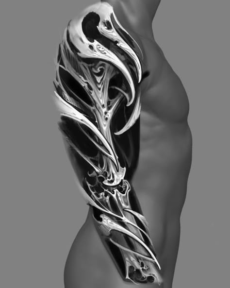 Organic Biomechanical Tattoo Design, Bio Tattoo Design, Bioorganic Tattoo Design, Bio Organic Tattoo Design, Biomechanics Tattoo, Organic Tattoo Design, Bioorganic Tattoo, Biomech Tattoo, Biomechanical Tattoo Design