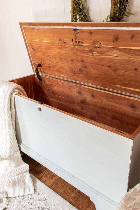 Wondering how to prep furniture for painting in just a few simple steps? We've got that covered in this post! #paintedfurniture #diypaintedfurniture ##handpaintedfurniture Painting A Trunk Chest, Diy Hope Chest Makeover, Cedar Hope Chest Makeover, Lane Cedar Chest Makeover Ideas, Lane Chest Makeover, Painted Cedar Chest Ideas, Cedar Chest Coffee Table, Refinished Cedar Chest Ideas, Hope Chest Diy