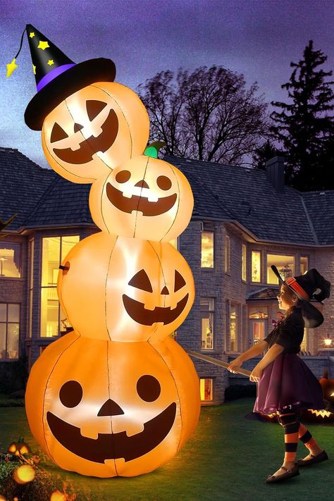 🎃 8-Foot Halloween Inflatable Stacked Pumpkins with LED Lights 🌟 Durable, weatherproof material 🌧️ Easy setup with included stakes and blower ⚡ Perfect for indoor/outdoor Halloween decor 🎃 #HalloweenDecor #InflatablePumpkins #SpookySeason Family Yard, Pumpkin Lanterns, Halloween Blow Ups, Amazon Halloween, Inflatable Pumpkin, Indoor Holiday Decor, Haunted House Decorations, Led Decoration, Inflatable Decorations