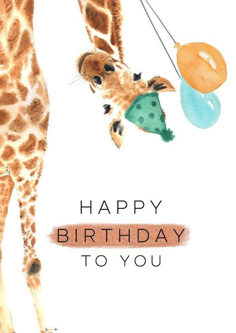 Giraffe Birthday Theme, Happy Birthday Giraffe, Giraffe Birthday Party, Giraffe Birthday Card, Birthday Giraffe, Giraffe Birthday Parties, Giraffe Party, Happy Birthday Illustration, Giraffe Birthday