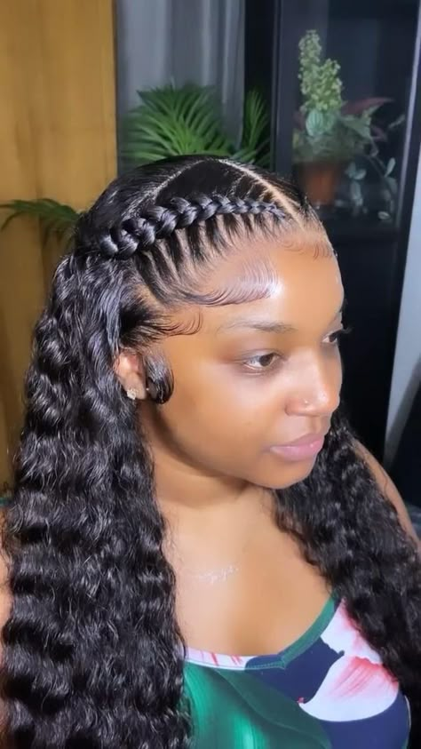 Two Braid Hairstyles, Frontal Wig Hairstyles, Birthday Hairstyles, Quick Weave Hairstyles, Braided Cornrow Hairstyles, Hair Hoco, Protective Hairstyles Braids, Trendy Hairstyle, Frontal Hairstyles