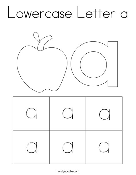 Lowercase Letter a Coloring Page - Twisty Noodle Letter A Tracing Worksheets For Preschool, Lowercase A Worksheet, Lower Case Letter Worksheets For Preschool, A Tracing Worksheets, Montessori Worksheets, Letter Writing For Kids, Lowercase Letters Printable, Letters Coloring Pages, Free Printable Alphabet Worksheets