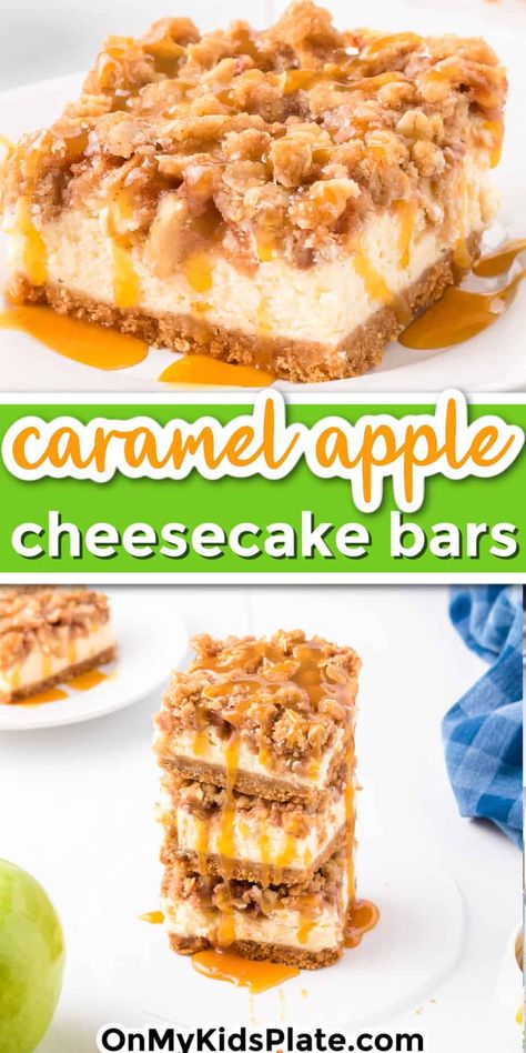 Puding Pisang, Healthy Thanksgiving Desserts, Dessert Crepes, Apple Cheesecake Bars, Cheesecake Bar, Caramel Apple Cheesecake Bars, Dessert Halloween, Pecan Desserts, Fun Thanksgiving Desserts