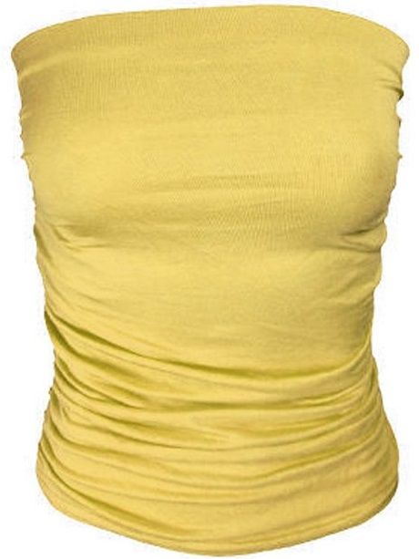 CRAZY GIRLS - RUCHED - BANDEAU BRA / TUBE TOP -- YELLOW Yellow Tube Top, Crop Bra, Bandeau Bra, Creative Pictures, Pretty Top, Crop Top Bra, Nice Clothes, Crazy Girls, Tall Women