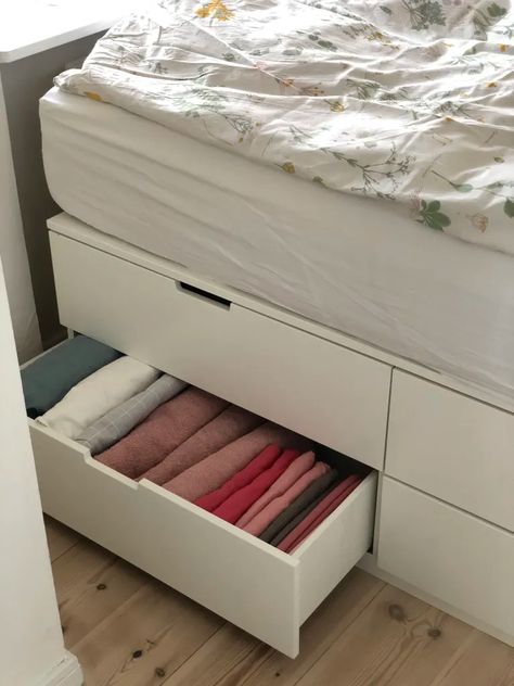 Easiest IKEA Hacks 2019 | Apartment Therapy Ikea Hack Lit, Ikea Storage Bed, Nordli Ikea, Diy Seng, Ikea Bed Hack, Armoire Ikea, Ikea Nordli, Cama Ikea, Diy Storage Bed