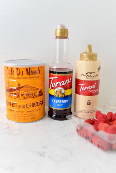 Torani Raspberry Syrup Recipes, White Chocolate Raspberry Coffee Creamer, White Chocolate Raspberry Coffee, Syrup Bar, Raspberry Latte, Frother Recipes, Torani Syrup Recipes, White Chocolate Syrup, Coffee Creations