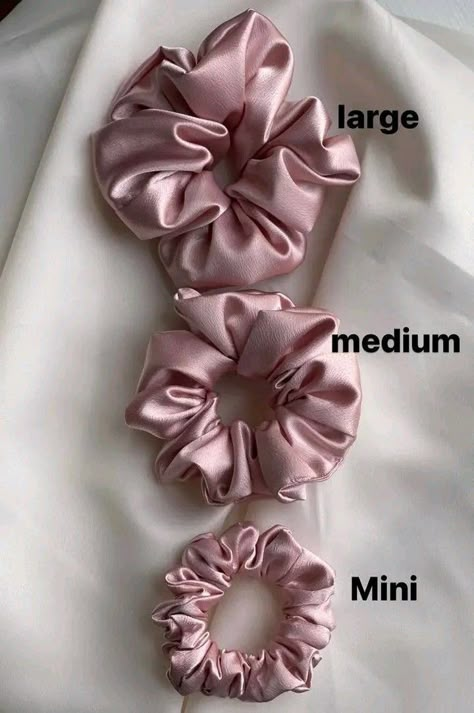 Pink Satin Scrunchie, Bachelorette Party Hair, Hair Accessories Diy Headband, Diy Hair Scrunchies, Diy Hair Accessories Ribbon, Hair Tie Accessories, Scrunchies Diy, Handmade Scrunchie, Bridesmaids Hair