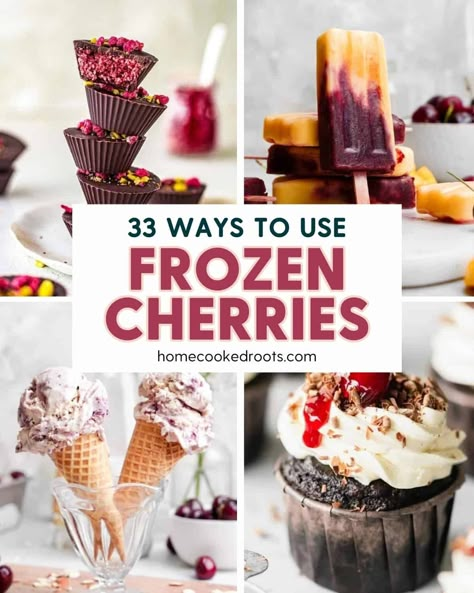 Got a bag of frozen cherries and no idea what to do with them? Here's over 30 of the best frozen cherry recipes that'll save you time, money, and effort (no pitting required!). Frozen Cherry Recipes, Cherry Recipes Healthy, Sweet Cherry Recipes, Tart Cherries Recipes, Cherries Recipes, Cooked Fruit, Summer Vegan Recipes, Low Purine Diet, Purine Diet