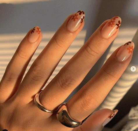 Simple Fall Nails, Fall Gel Nails, Cute Nails For Fall, Thanksgiving Nails, Round Nails, Fall Nail Art, Fall Nail Colors, Autumn Nails, Fall Nail