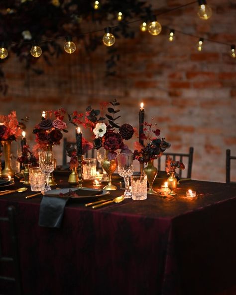 Embrace Vintage Noir with our Moody Burgundy & Black Wedding Color Collection Burgundy Black Wedding, Moody Wedding Decor, Wedding Reception Table Decorations, Reception Table Decorations, Moody Wedding, Wedding Reception Tables, Mexican Wedding, Color Story, Wedding Color Palette