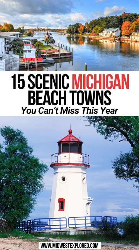 15 Scenic Michigan Beach Towns You Can’t Miss This Year Harbor Beach Michigan, Michigan Vacation With Kids, Michigan Lakes, Beaches In Michigan, Michigan Family Vacation, Places To Visit In Michigan, Lake Huron Michigan, Dream Destinations Bucket Lists, Michigan Beach Towns