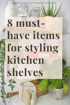 Organized Kitchen Shelves, Kitchen Open Shelving Dimensions, Kitchen Interior Shelves, Kitchen Shelf Accessories, Small Kitchen Shelf Decor Ideas, Kitchen Decor For Shelves, Kitchen Shelves Books, Open Shelfs Kitchen, Kitchen Shelf Decorations