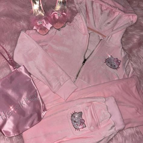 Pink Hello kitty tracksuit rhinestone hello kitty tracksuit velour Rhinestone Tracksuit, Hello Kitty Meme, Ouchhh Store, Starbucks Protein, Y2k Pictures, Brunch Sandwich, Mcbling Trashy Y2k, Juicy Tracksuit, Future Clothing