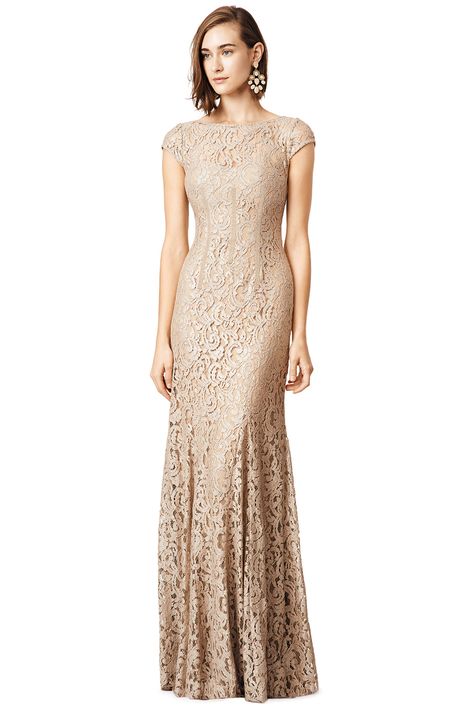 Glitter in Gold Gown by ML Monique Lhuillier for $115 | Rent The Runway Monique Lhuillier Lace, Nude Gown, Rent Dresses, Gold Gown, Womens Long Dresses, Gown Inspiration, Rent The Runway, Monique Lhuillier, Groom Dress