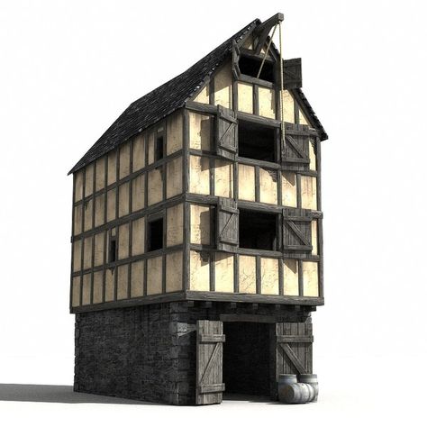 Medieval Warehouse, Medieval Cabin, Deco Minecraft, Urban Buildings, Lego Pirates, Scenery Ideas, Medieval Buildings, Medieval House, Planet Coaster