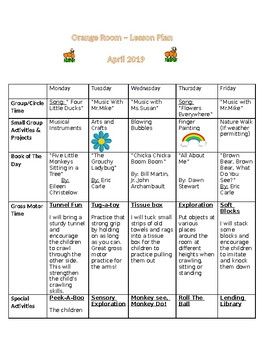 simple basic lesson plans for infants and toddlers May Lesson Plans For Toddlers, May Lesson Plans For Preschool, Lesson Plan Ideas For Toddlers, April Lesson Plans For Infants, Infant Themes Lesson Plans, Lesson Plan For One Year Old, April Toddler Lesson Plans, One Year Old Lesson Plans Daycares, Lesson Plan For Toddlers