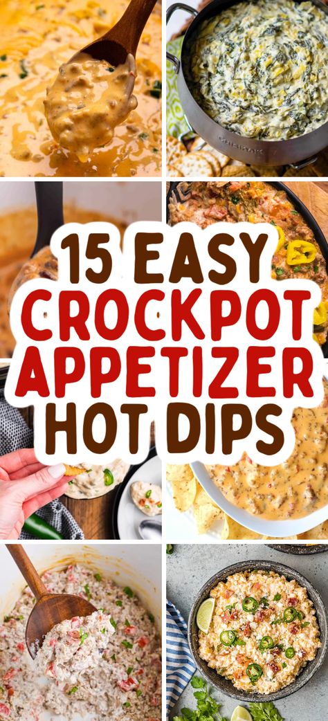 Crockpot Dip Recipes – Looking for easy slow cooker dips? Serve these 15 cheesy, easy and delicious crockpot dip appetizers that are sure to keep the crowd happy. Tasty crockpot appetizer dip recipes that are great for parties. Crockpot appetizers, hot dips, warm dips, party dips, party appetizer dips, easy chip dips, crockpot appetizer dips, crockpot appetizers easy, crockpot dip for a party, cheesy dip. Chip And Dip Appetizers, Crockpot Recipes Snacks, Yummy Party Dips, Crockpot Party Dip Recipes, Crockpot Apps Appetizers, Easy Slow Cooker Dips For A Party, Slow Cooker Chip Dip, Dips Made In Crockpot, Hot Party Dips Appetizer Recipes