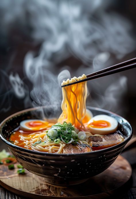 Indulge in a veggie-packed ramen noodle soup, a healthy recipe that doesn’t skimp on taste. Korean Dessert, Food Photography Background, Dark Food Photography, Doner Kebab, Beautiful Food Photography, Food Photography Inspiration, Food Photography Tips, God Mat, Think Food