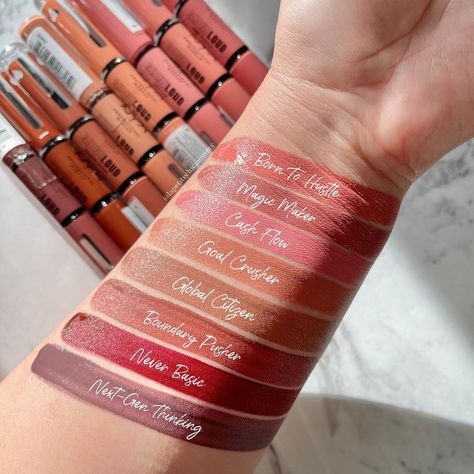 Nyx Shine Loud Swatches, Nyx Shine Loud, Nyx Lip, Nyx Lipstick, Pigmented Lips, Lipstick Swatches, Hair Flip, Apricot Kernel Oil, Lip Products