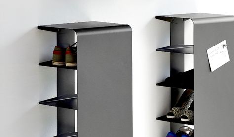 Shoe Rack Dimensions, Corner Table Designs, Cool Shoe, Rak Kasut, Wall Mounted Shoe Storage, R Design, Closet Shoe Storage, School Of Architecture, Modern Hallway