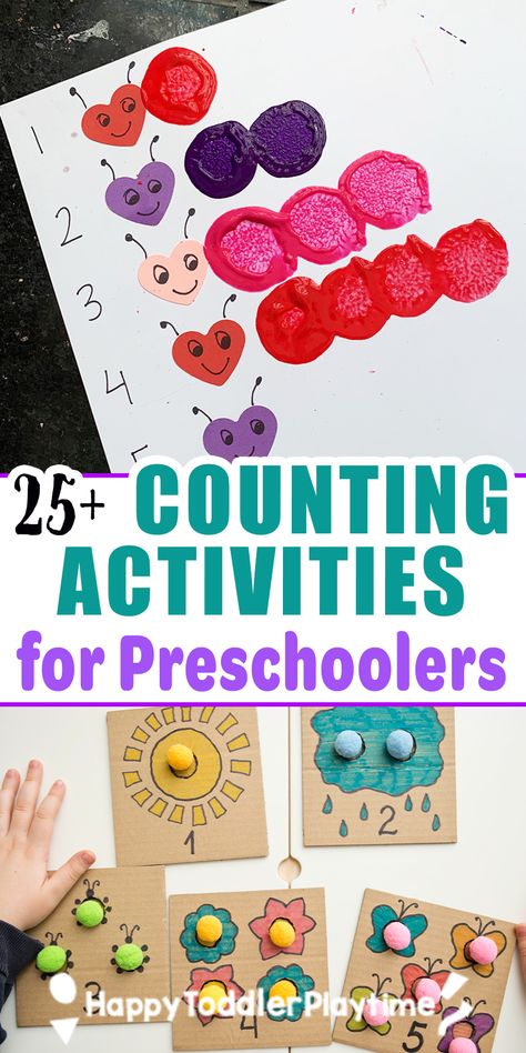 Counting Projects For Preschoolers, Counting Art Activities Preschool, Counting Art Preschool, Easy Counting Activities For Preschoolers, Sensory Math Activities Preschool, Numbers Crafts For Preschoolers, Numbers Preschool Craft, Numeracy Worksheets For Preschool, Mathematic Activities For Preschoolers