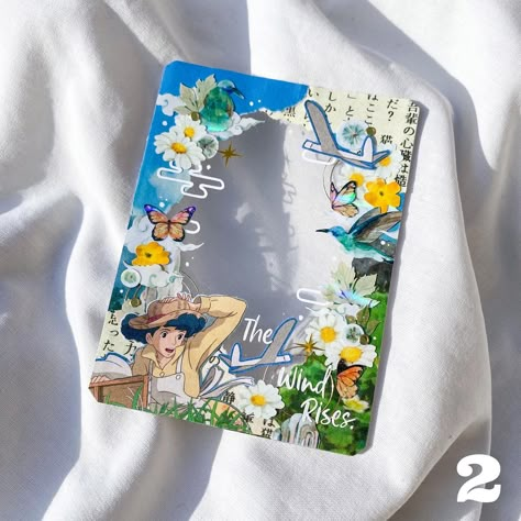 𝐂𝐡𝐫𝐢𝐬𝐭𝐲 ☁️ on Instagram: “🦋WTS - Ghibli Themed toploaders 🌻WW shipping 🦋Comment or DM to claim 🌻Prices and availability : 1 [Totoro] - [❌] 2 [The Wind Rises] - [❌]…” Toploader Decor, Pc Decoration, The Wind Rises, Fashion Sketchbook Inspiration, Kpop Deco, Photo Cards Diy, Toploader Deco, Wind Rises, Cricut Explore Projects