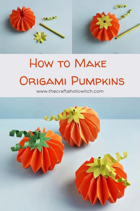 How to Make Origami Pumpkins Origami Pumpkin, Halloween Origami, Autumn Craft, Origami Patterns, How To Make Origami, Crafts Origami, Origami Crafts Diy, Autumn Crafts, Diy Origami